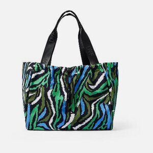 Disco Zebra Green Tote Bag - DVF x Target Laptop Compartment